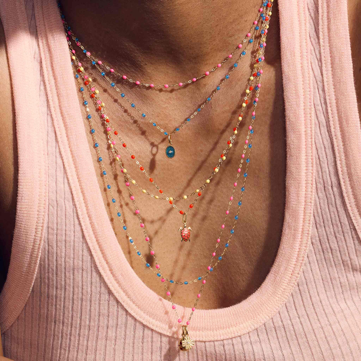 Classic Gigi Pink necklace, Rose Gold, 42 cm – Gigi Clozeau