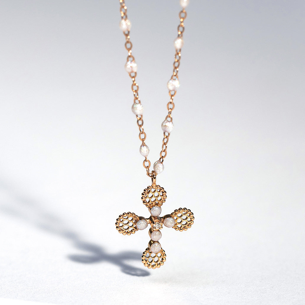 Collier Pendentif Religieux Croix De Moine Imposante En Résine - Vintage - Occasion Bon état