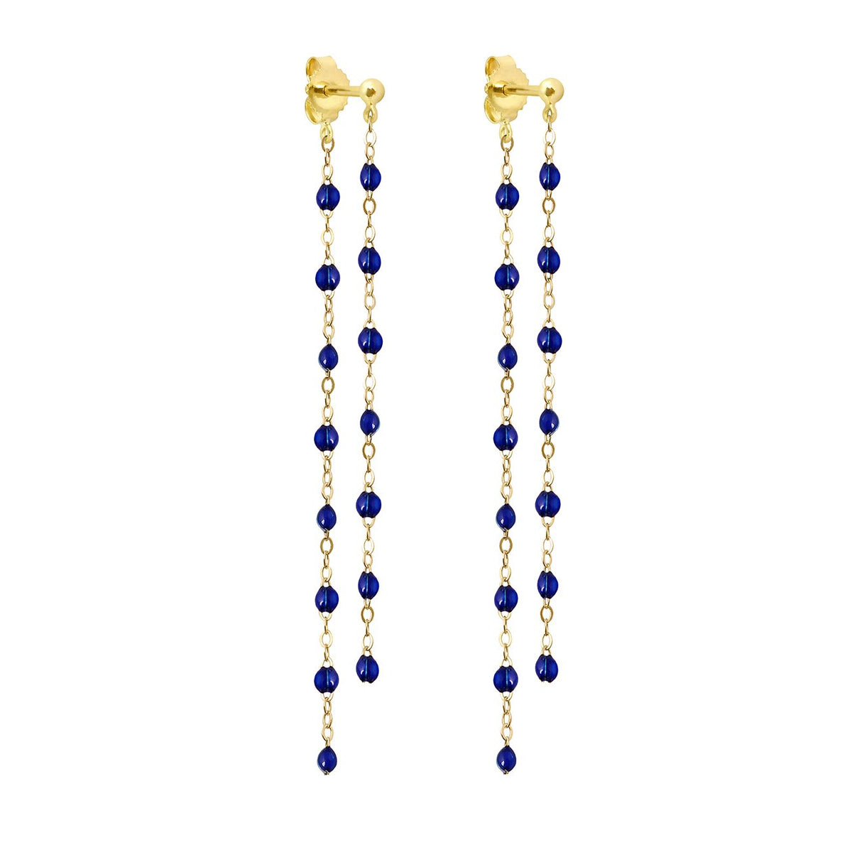 Classic Gigi dangling Lapis earrings, Yellow Gold – Gigi Clozeau