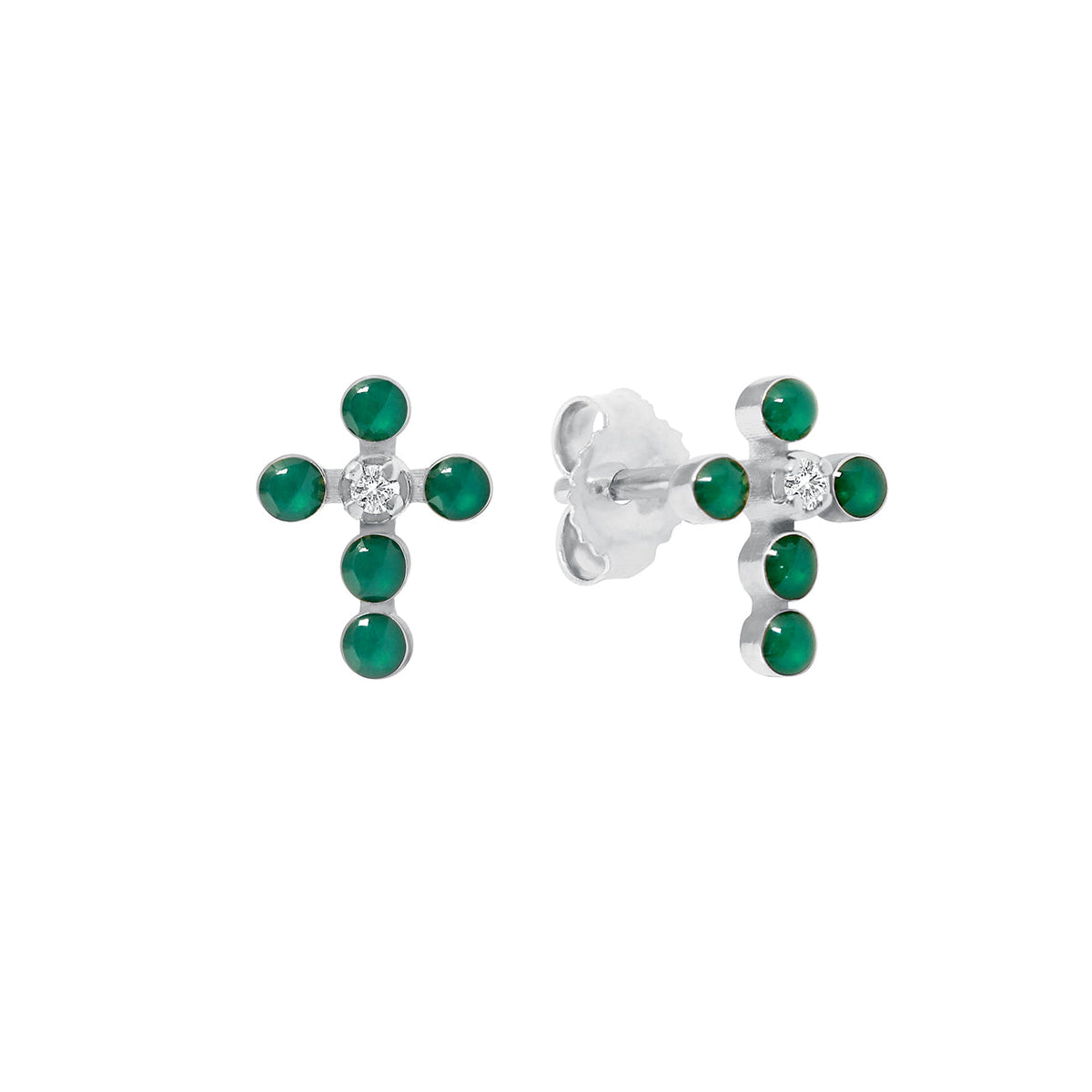 Emerald diamond earrings white gold deals
