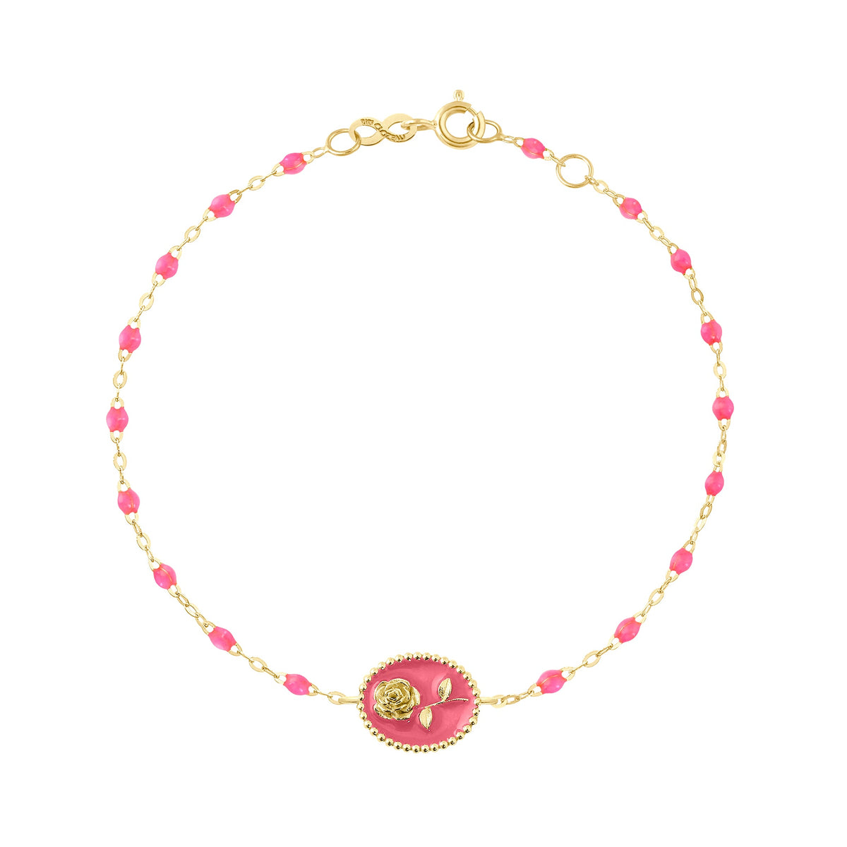 Bracelet - perles oeil de chat rose avec breloque couronne plaqué or rose  et cristaux clairs - Rae P18 par Bello London : : Mode