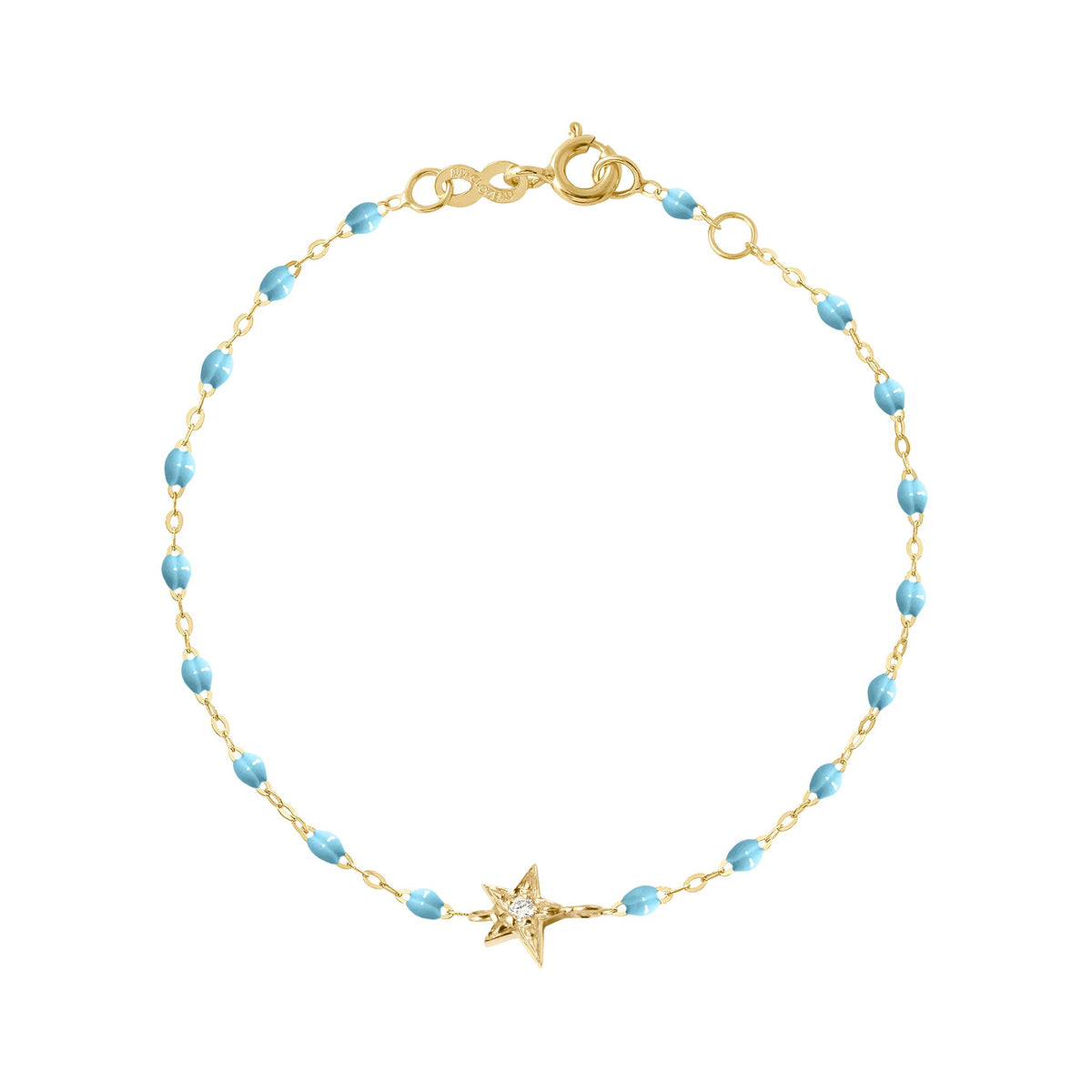 Bracelet Or Jaune 18K Avec Perles Turquoise Goutte 8 Mm - Longueur 20 Cm, Pour Femme