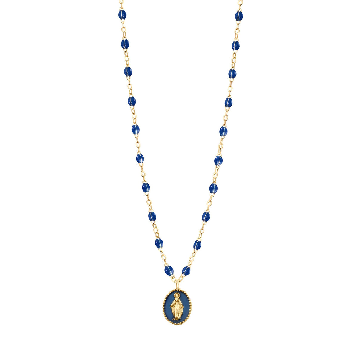 Collier Vintage Doré Avec Perle Bleue - Style Années 80 - Mi-long