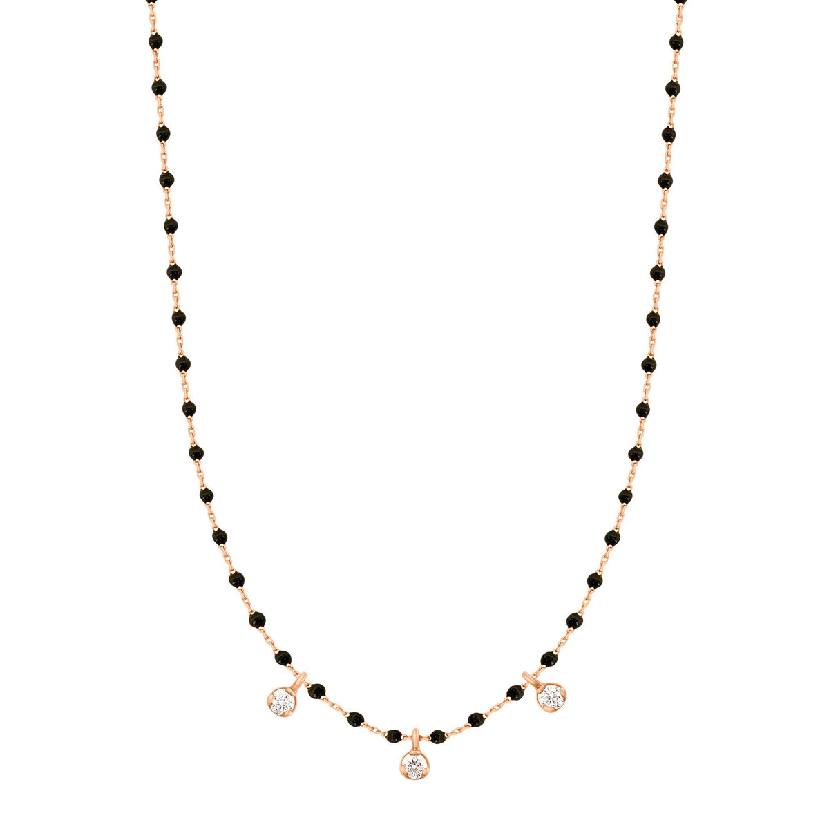 Collier noir Mini Gigi, or rose, diamants, 42 cm – Gigi Clozeau