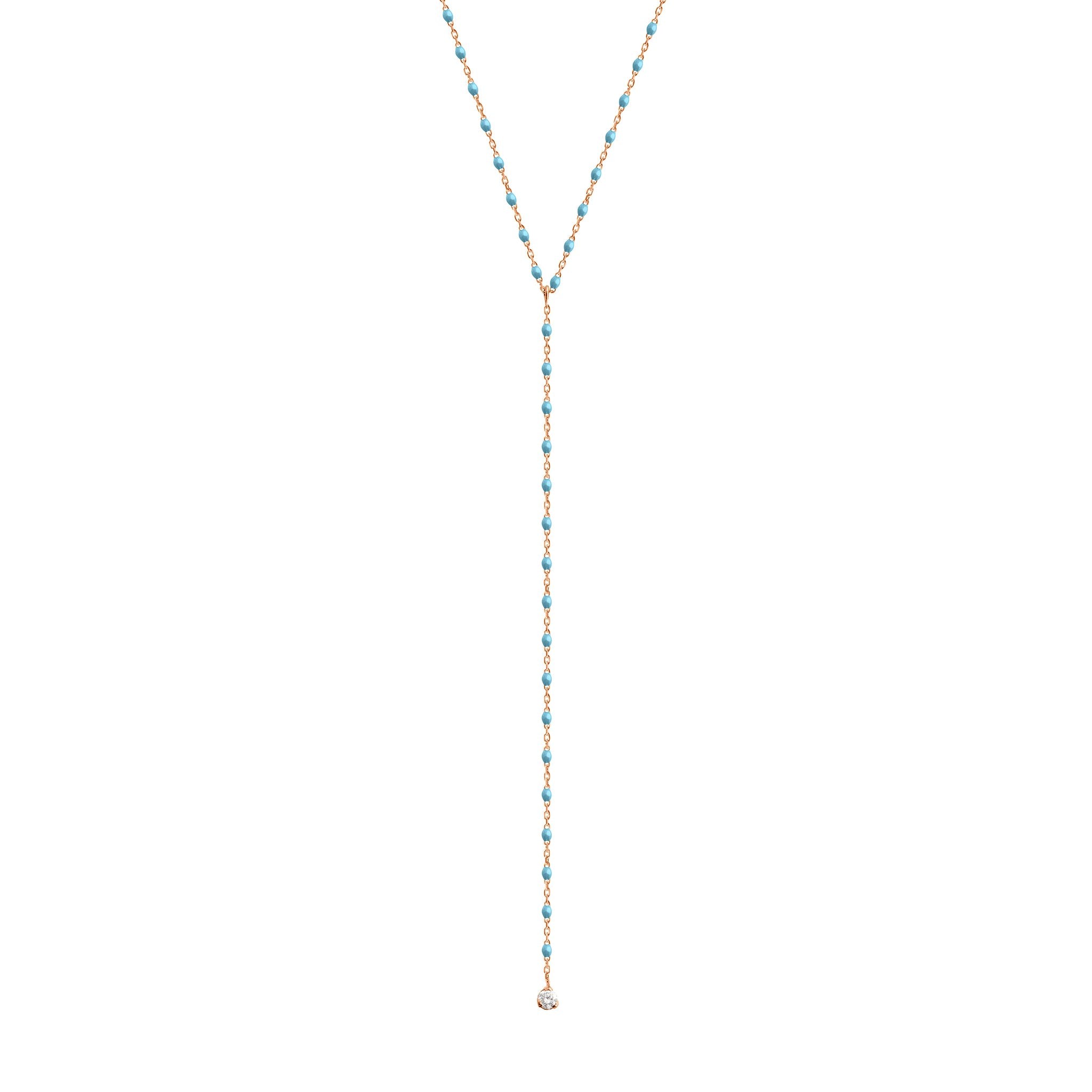 Gigi Clozeau - Collier turquoise Mini Gigi party Y, or rose, 1 diamant, 50 cm