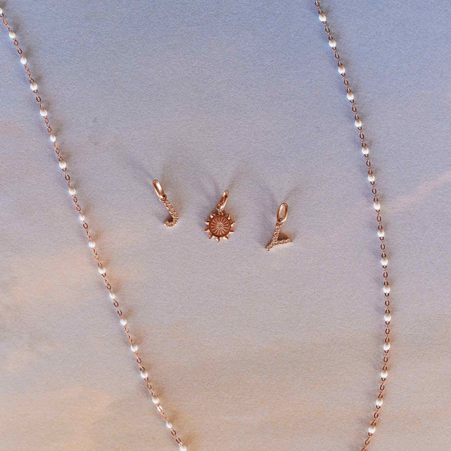 Gigi Clozeau - Pendentif Lucky Sun, diamant, or rose