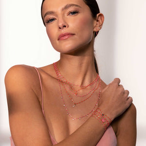 Gigi Clozeau - Collier rose fluo Classique Gigi, or rose, 45 cm