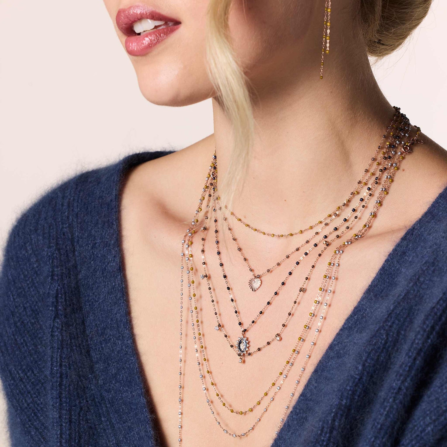 Gigi Clozeau - Sautoir argent Classique Gigi, or rose, 60 cm