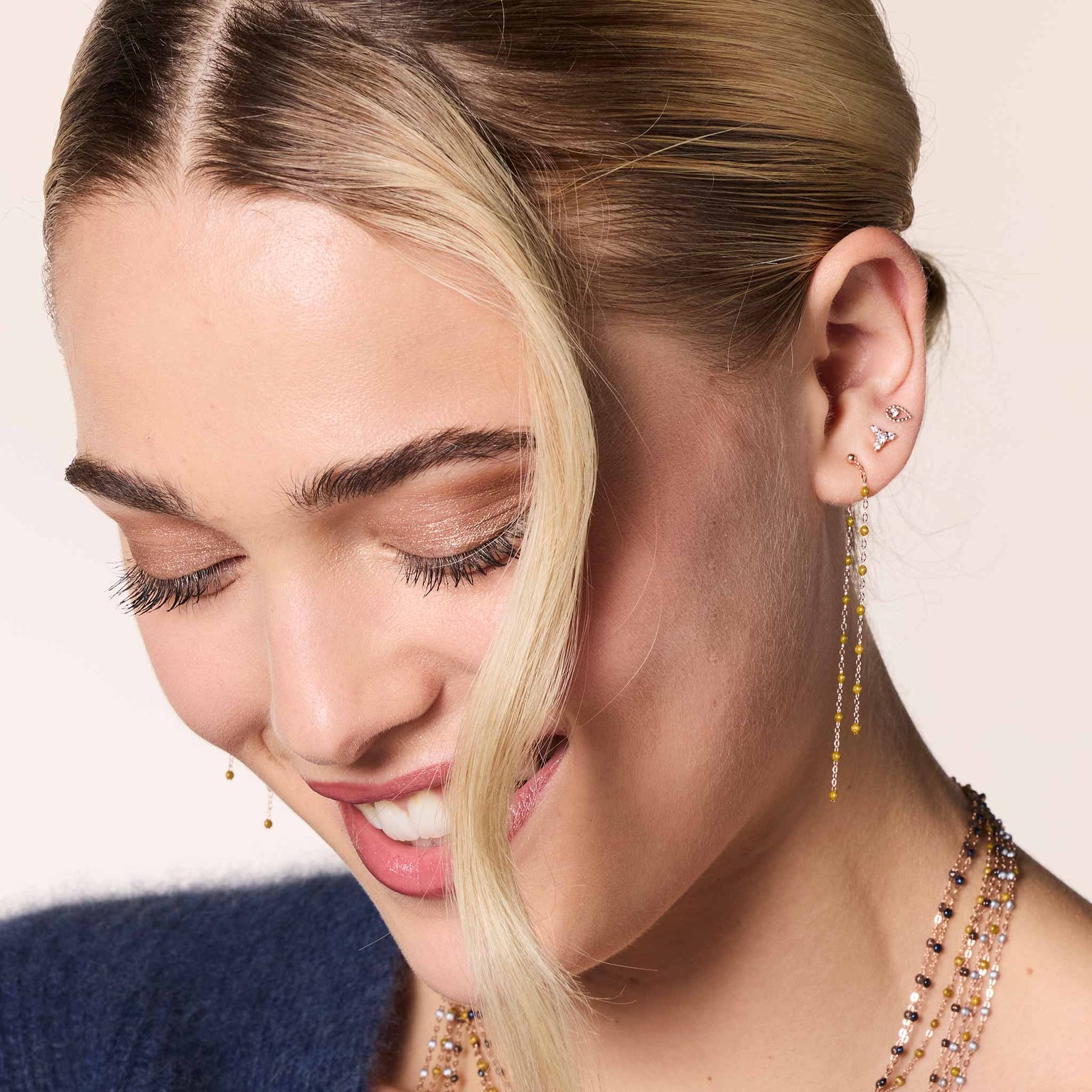 Gigi Clozeau - Boucles d'oreilles Lucky Lotus, diamants, or rose