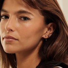 Gigi Clozeau - Boucles d'oreilles noire Croix Perlée, or rose, diamants