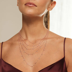 Gigi Clozeau - Collier blush Gigi Suprême, or rose, 5 diamants, 45 cm