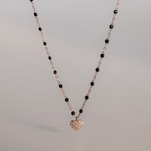 Gigi Clozeau - Collier noir In Love, diamants, or jaune, 42 cm