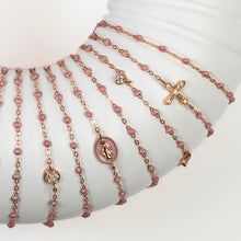 Gigi Clozeau - Bracelet blush Croix Vintage diamants, or rose, 17 cm