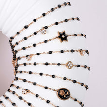 Gigi Clozeau - Bracelet Etoile Star résine noire, diamant, or jaune, 17 cm