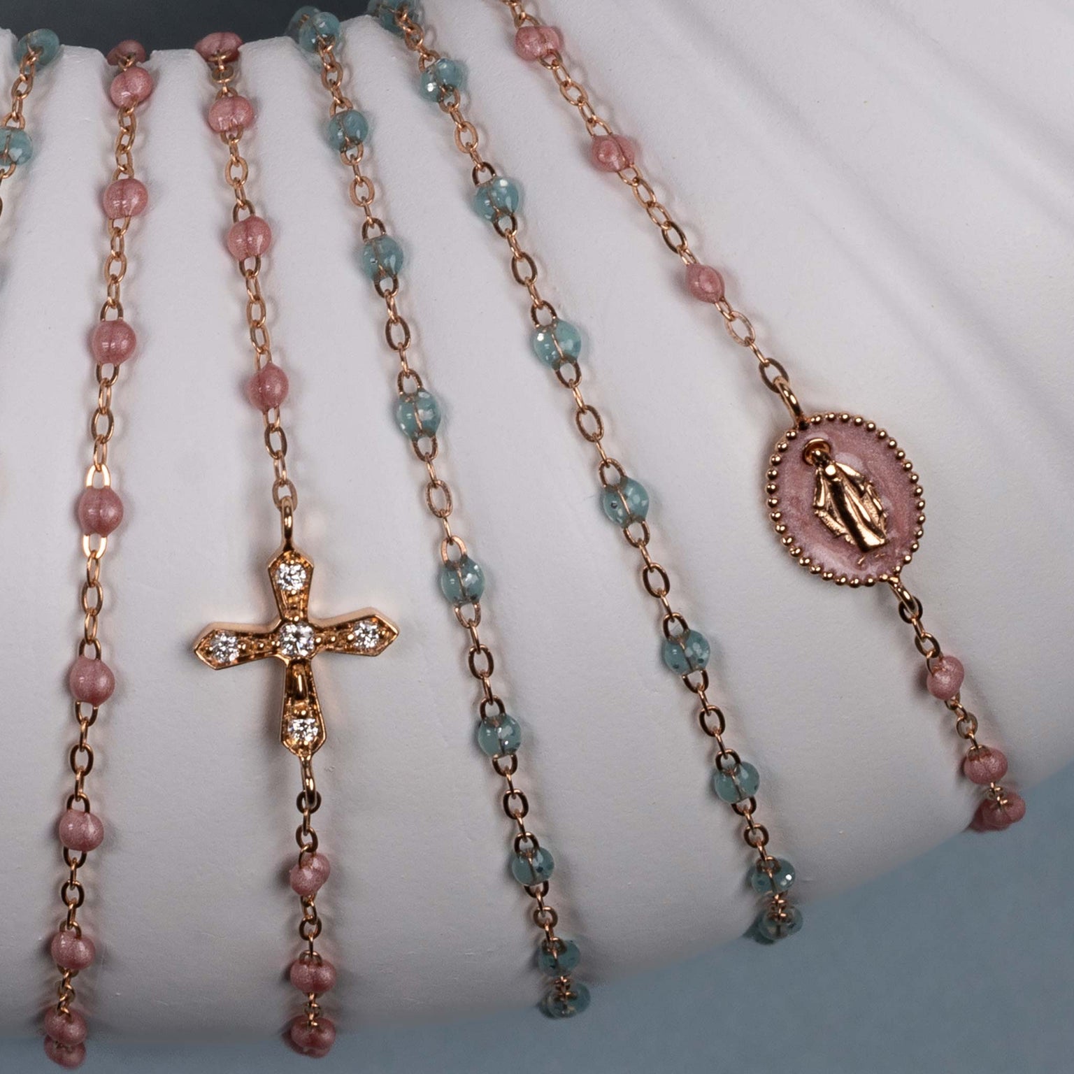 Gigi Clozeau - Bracelet Madone résine blush, or rose, 17 cm