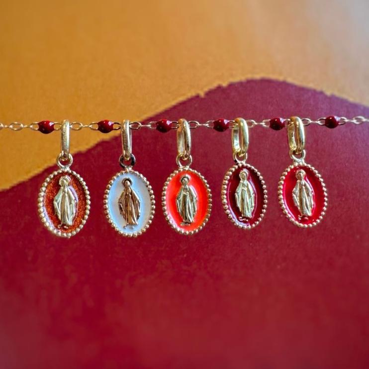 Gigi Clozeau - Madone Baby Blue Resin pendant, Rose gold