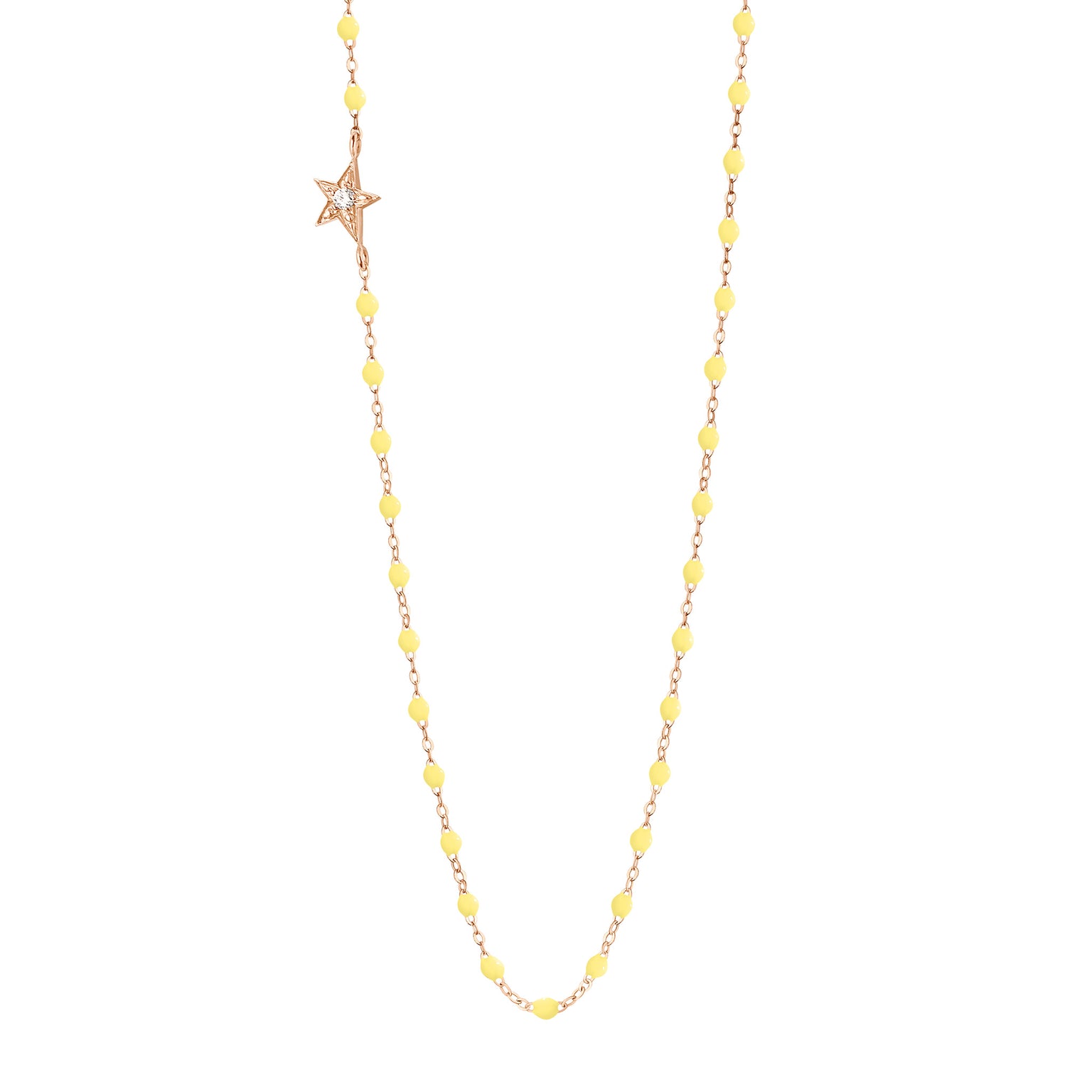Gigi Clozeau - Collier mimosa Etoile, diamant, or rose, 42cm
