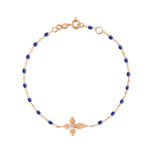 Bracelet Gigi Clozeau bleuet Croix Lumière, diamant, or rose, 17 cm