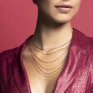 Gigi Clozeau - Collier rouge Classique Gigi, or rose, 42 cm