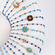 Gigi Clozeau - Bracelet bleu fluo Classique Gigi, or rose, 18 cm