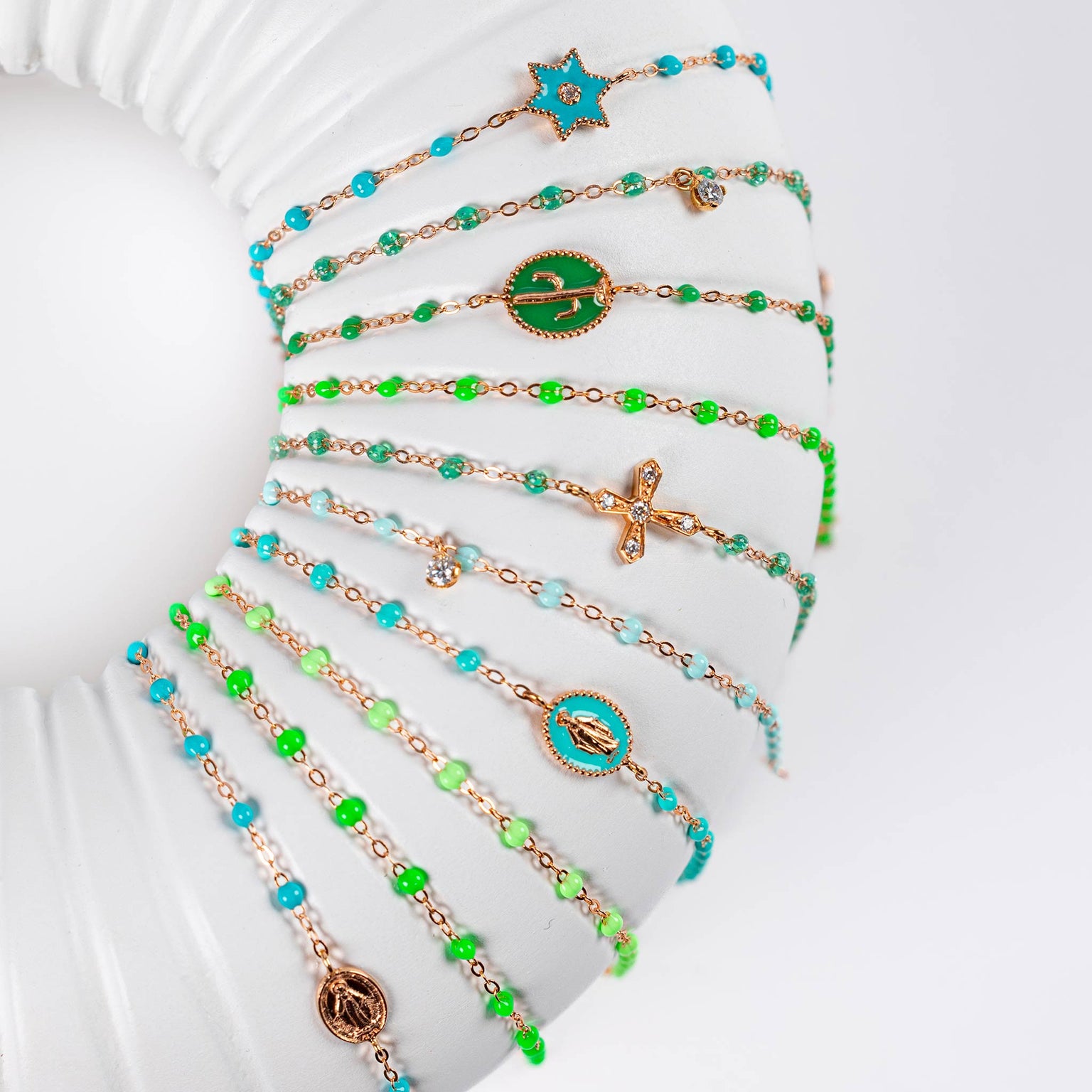 Gigi Clozeau - Bracelet Cactus résine prairie, or rose