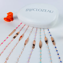 Gigi Clozeau - Bracelet parme Little Gigi, plaque rectangle, or rose, 15 cm