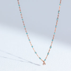 Gigi Clozeau - Collier aqua Gigi Suprême, or rose, 1 diamant, 42 cm