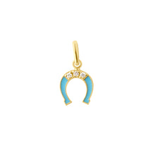 Gigi Clozeau - Pendentif Fer à cheval résine turquoise, diamant, or jaune