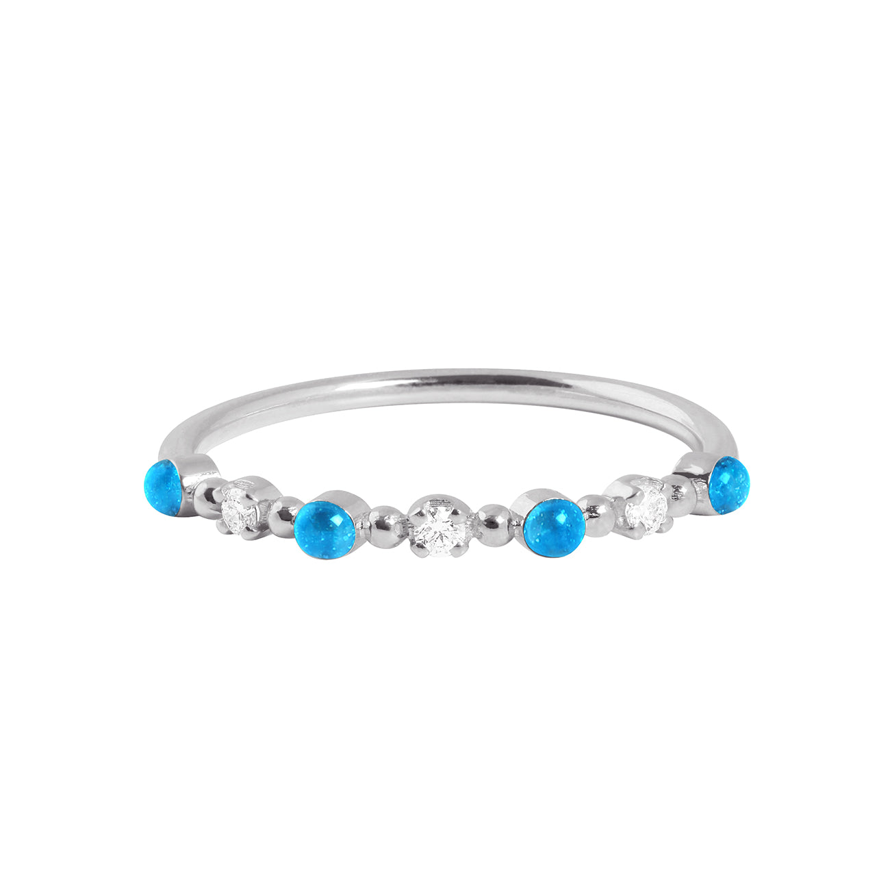 Gigi Clozeau - Bague azur Classique Gigi, 3 diamants, or blanc, T 53