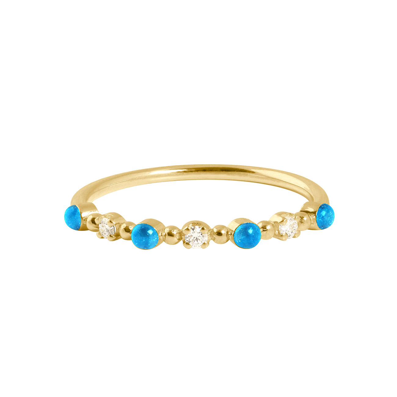 Gigi Clozeau - Bague azur Classique Gigi, 3 diamants, or jaune, T 50