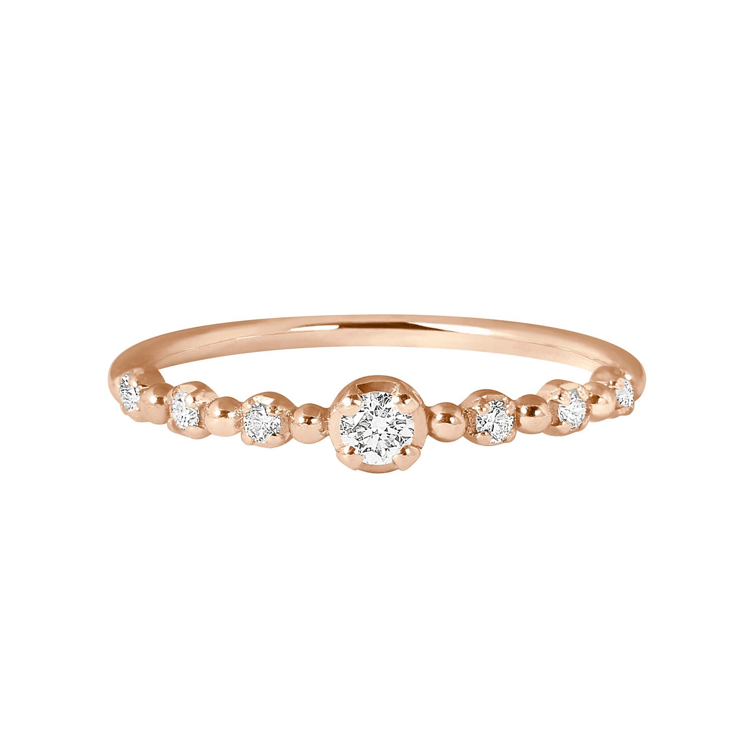 Gigi Clozeau - Bague Solitaire Gigi, diamants, or rose, T 52