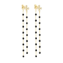 Gigi Clozeau - Boucles d'oreilles Dansantes noires Spark diamants, or jaune
