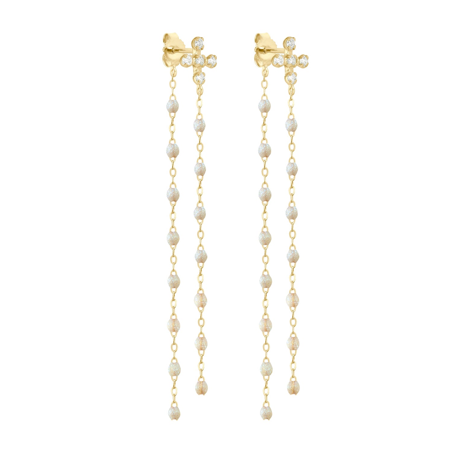 Gigi Clozeau - Boucles d'oreilles Dansantes opale Spark diamants, or jaune