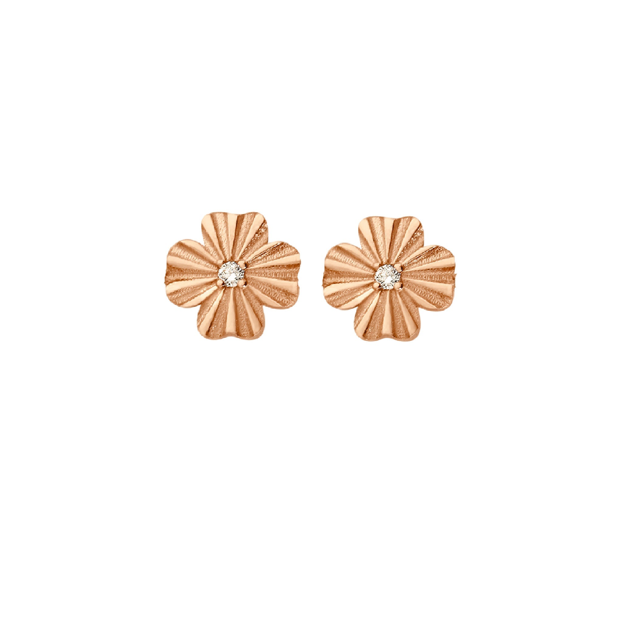 Gigi Clozeau - Boucles d'oreilles Trèfle Lumière, diamants, or rose