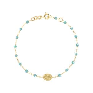 Gigi Clozeau - Bracelet aqua Madone or jaune, 17 cm
