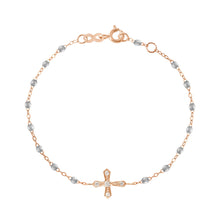 Gigi Clozeau - Bracelet argent Croix Vintage, diamants, or rose, 17 cm
