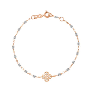 Gigi Clozeau - Bracelet argent Lucky Trèfle, diamants, or rose, 17 cm