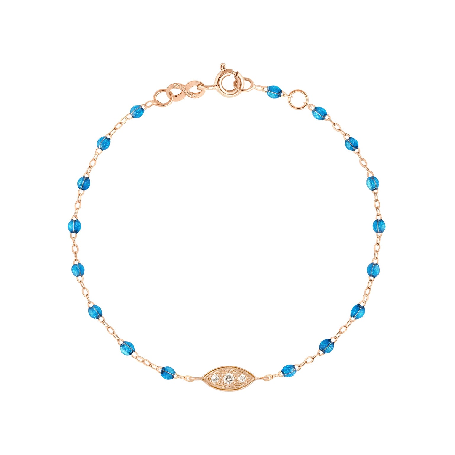 Gigi Clozeau - Bracelet azur Clin d’œil diamants, or rose, 17 cm