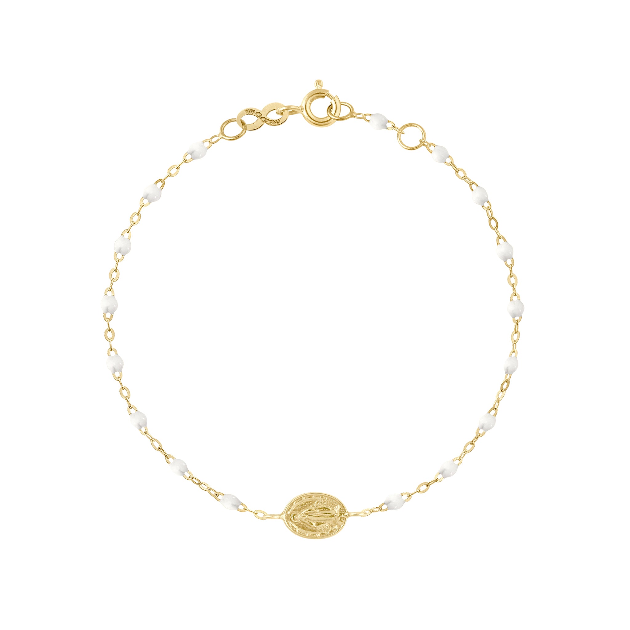 Gigi Clozeau - Bracelet blanc Madone, or jaune, 17 cm 