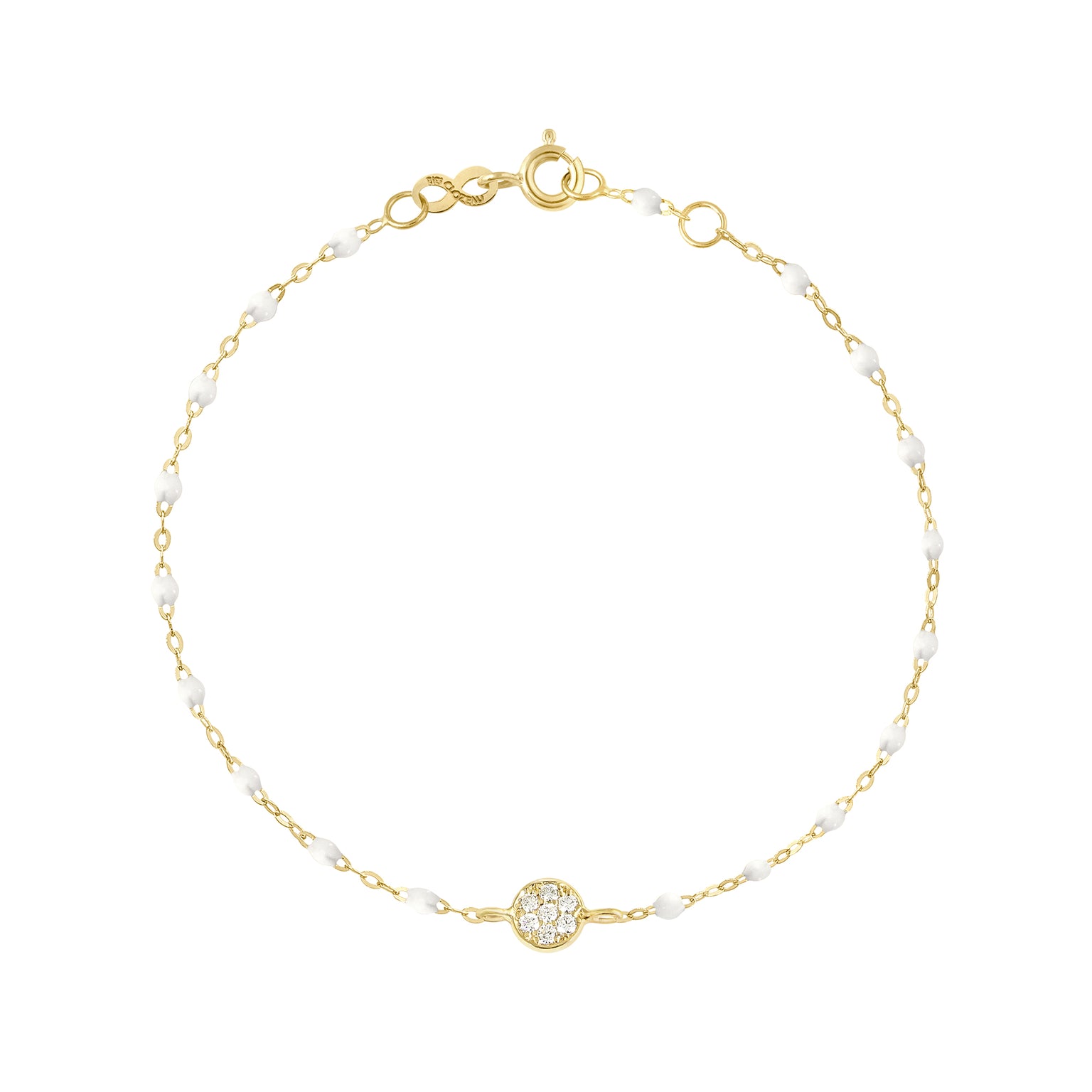 Gigi Clozeau - Bracelet blanc Puce diamants, or jaune, 17 cm