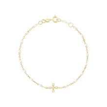 Gigi Clozeau - Bracelet blanc Spark diamants, or jaune, 17 cm