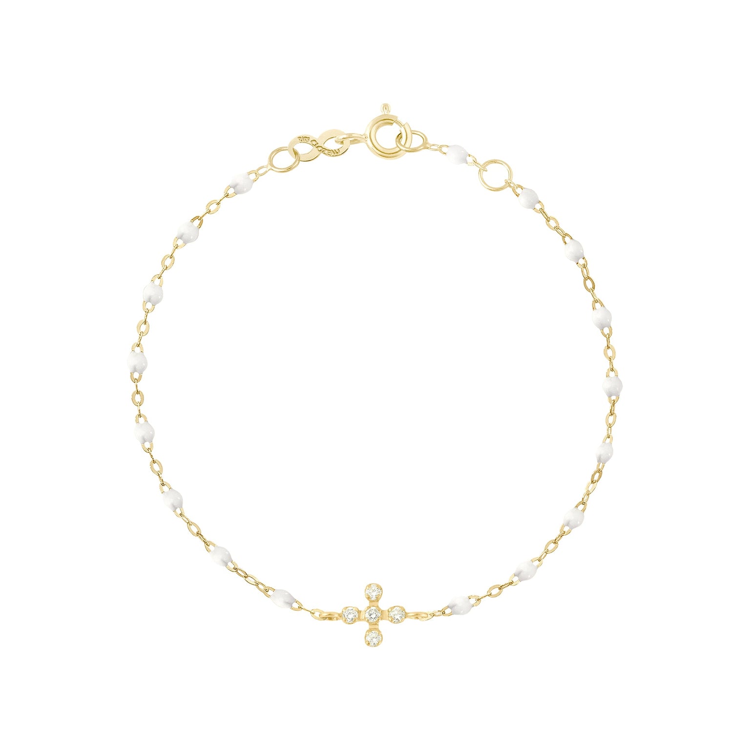 Gigi Clozeau - Bracelet blanc Spark diamants, or jaune, 17 cm