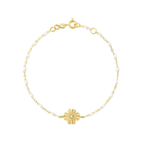 Gigi Clozeau - Bracelet blanc Trèfle Lumière, diamant, or jaune, 17 cm