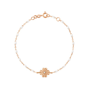 Gigi Clozeau - Bracelet blanc Trèfle Lumière, diamant, or rose, 17 cm