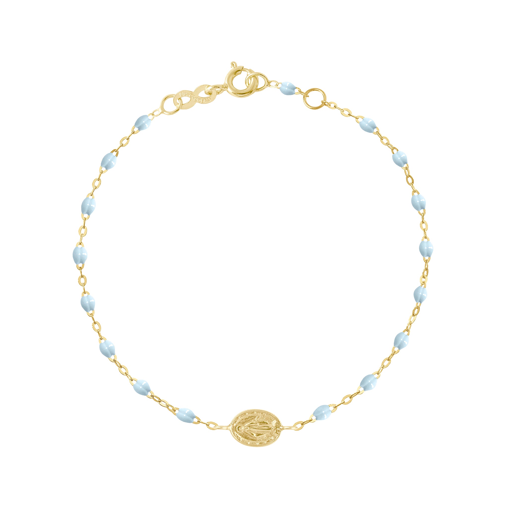 Gigi Clozeau - Bracelet bleu layette Madone, or jaune, 17 cm 