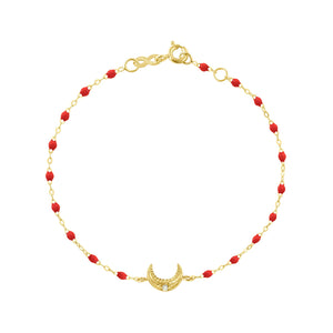 Gigi Clozeau - Bracelet coquelicot Lune, diamant, or jaune, 17 cm