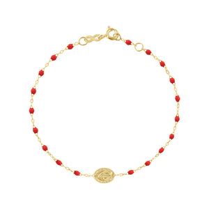 Gigi Clozeau - Bracelet coquelicot Madone or jaune, 17 cm 