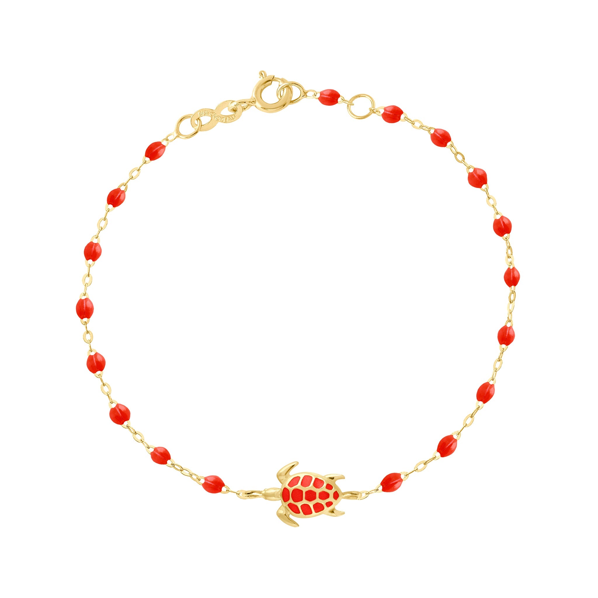 Gigi Clozeau - Bracelet corail Tortue, or jaune, 17 cm