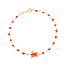 Gigi Clozeau - Bracelet corail Tortue, or jaune, 17 cm