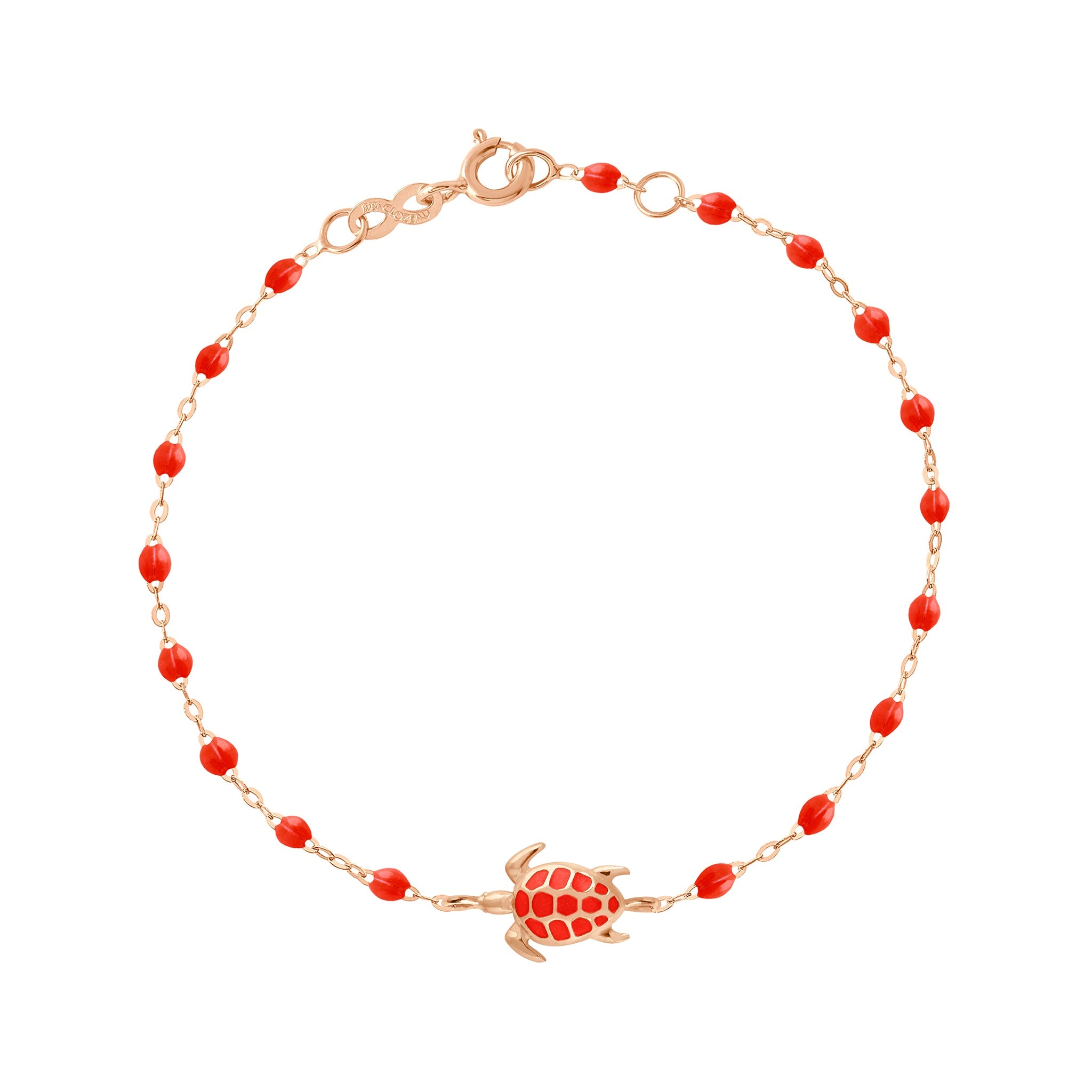 Gigi Clozeau - Bracelet corail Tortue, or rose, 17 cm